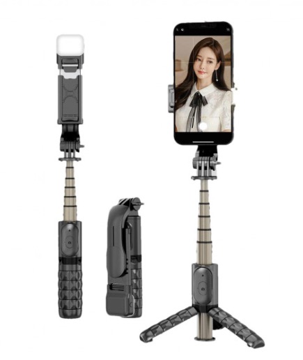 Selfie Stick cu Trepied LED si Telecomanda Bluetooth Q10S